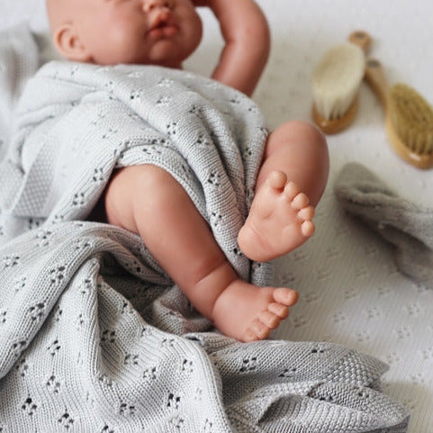 Bambusdecke grau gestrickt Cotton& sweets Babyshower Geschenk - harmony ambiente