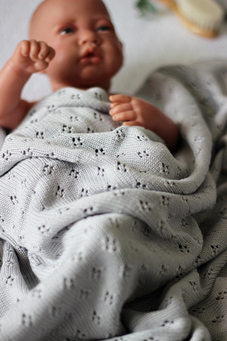 Bambusdecke grau gestrickt Cotton& sweets Babyshower Geschenk - harmony ambiente