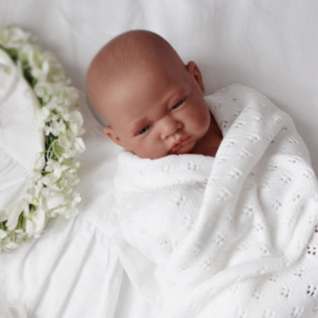 Bambusdecke weiß gestrickt Cotton& sweets Babyshower Geschenk - harmony ambiente