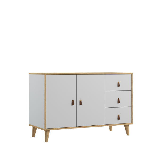 Große Kommode hellgrau mit 3 Schubladen und 1 Kasten - harmony ambiente