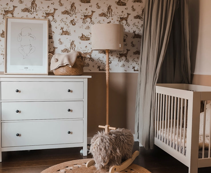 Stehlampe Velvet Samt beige fürs Kinderzimmer mit Holzfuß natur - Kinderzimmer Beleuchtung bei harmony ambiente online kaufen