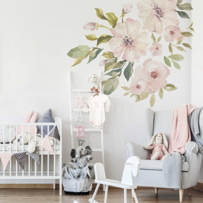 Dekornik Wandtattoo Wandsticker Magnolien | Blumen in Rosa für Mädchenzimmer