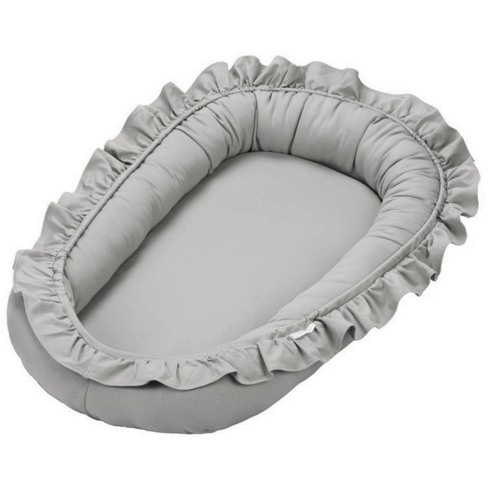 Babynest mit Rüsche hellgrau cappuccino aus Baumwolle bei Harmony Ambiente online kaufen
