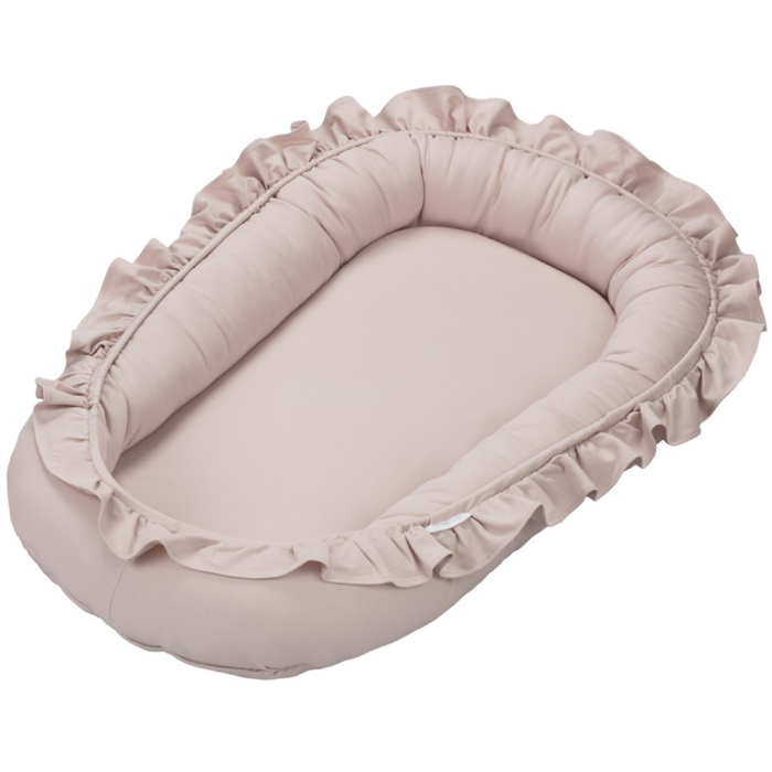 Babynest mit Rüsche puderrosa cappuccino aus Baumwolle bei Harmony Ambiente online kaufen