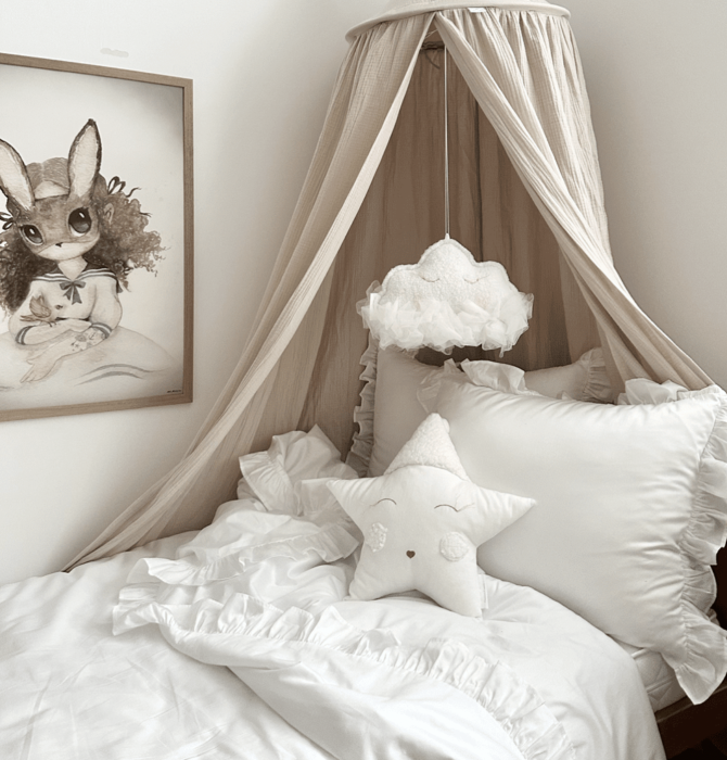 Cotton & Sweets Betthimmel Musselin beige 50 cm - harmony ambiente Wien