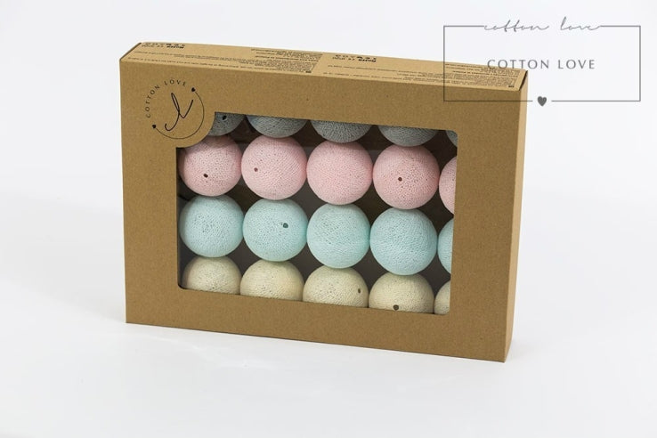 Lichterkette Baumwollkugeln pastell | Lichtekette Kinderzimmer - harmony ambiente