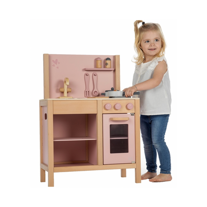 Spielküche aus Holz rosa