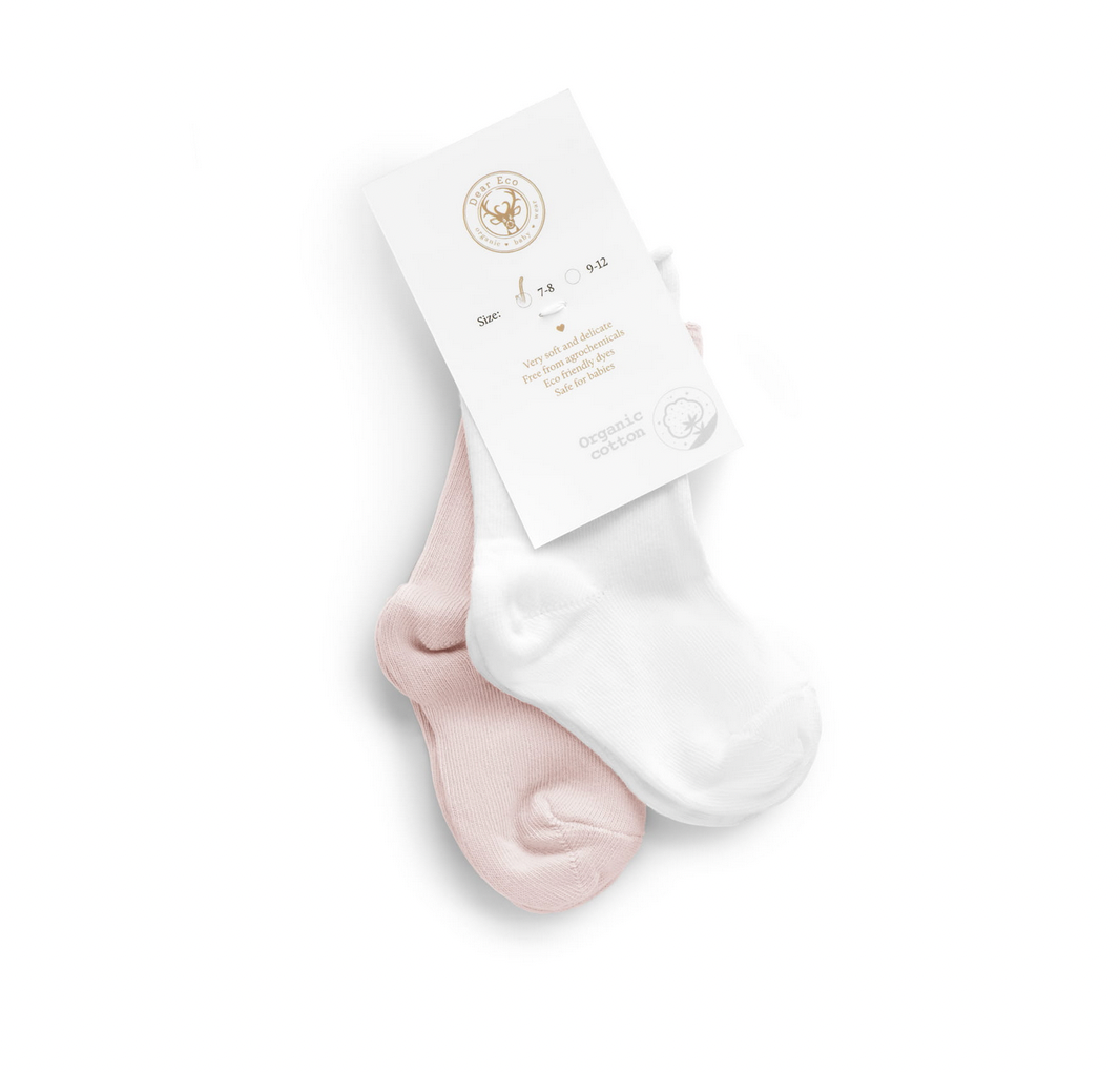 Dear Eco Baby Socken 2 Paar weiß und rosa aus organischer Baumwolle