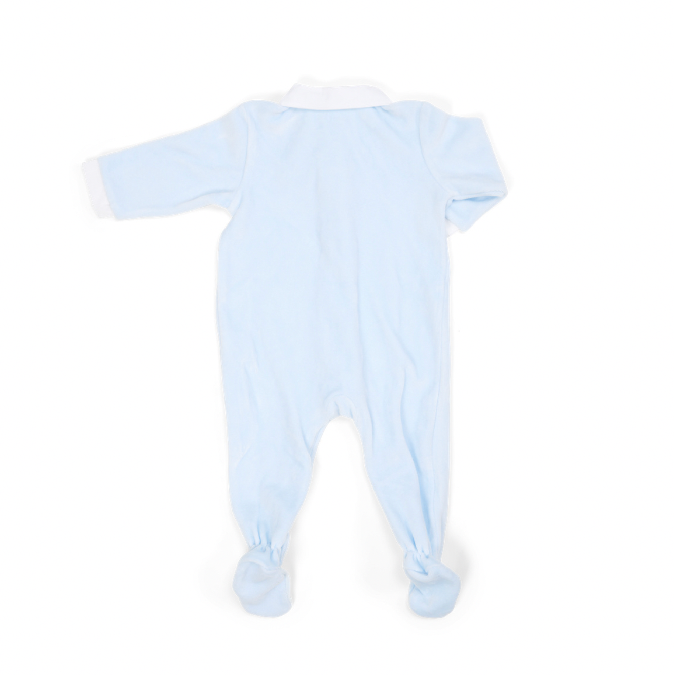 Baby Strampler Samt hellblau mit weißem Kragen von Poetree Kids