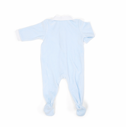 Baby Strampler Samt hellblau mit weißem Kragen von Poetree Kids
