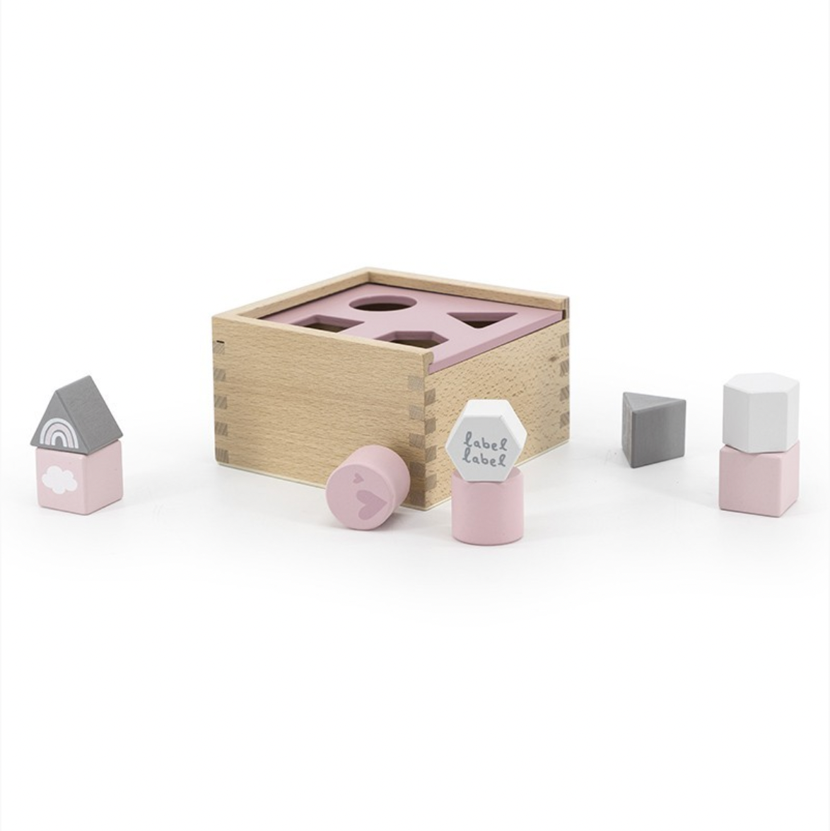 Sortierbox aus Holz rosa