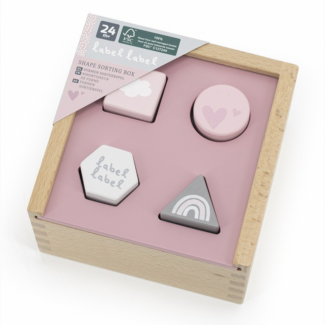 Sortierbox aus Holz rosa