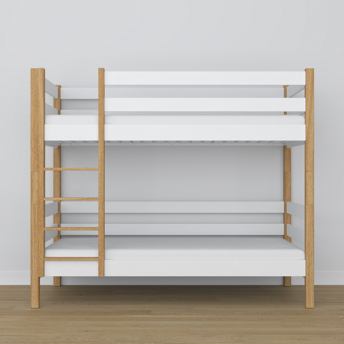 Stockbett WOODY 01 Eiche natur / weiß