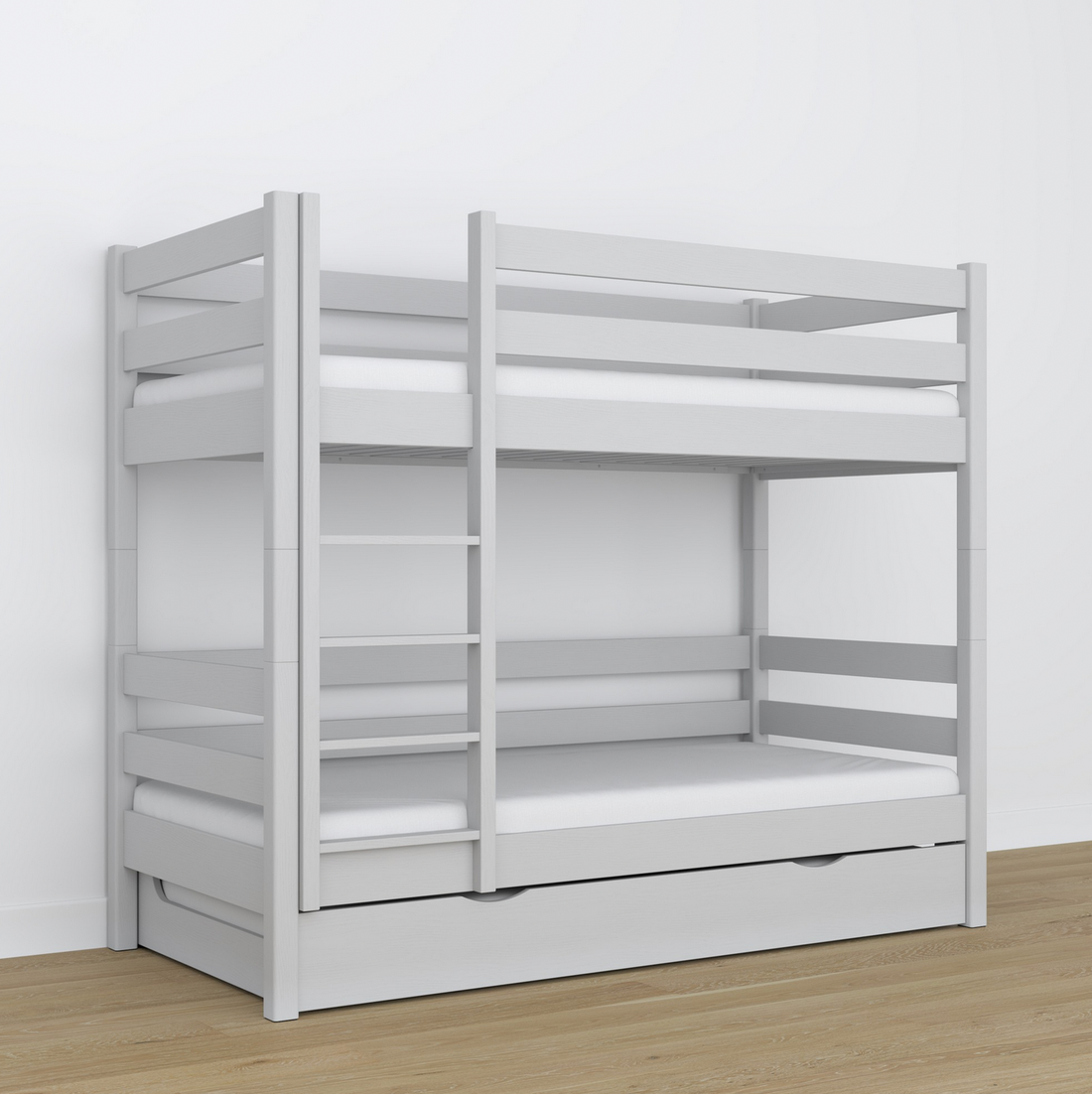 Stockbett WOODY 01 mit Schublade hellgrau