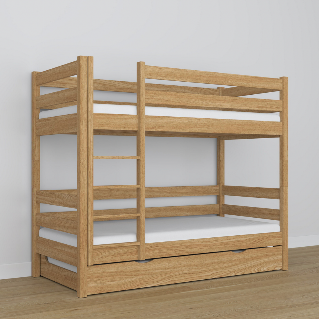 Stockbett WOODY 01 mit Schublade Eiche natur