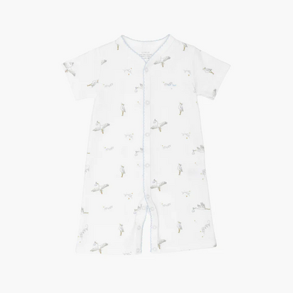 Sommer Baby Romper Störche blau 100% PIMA Baumwolle