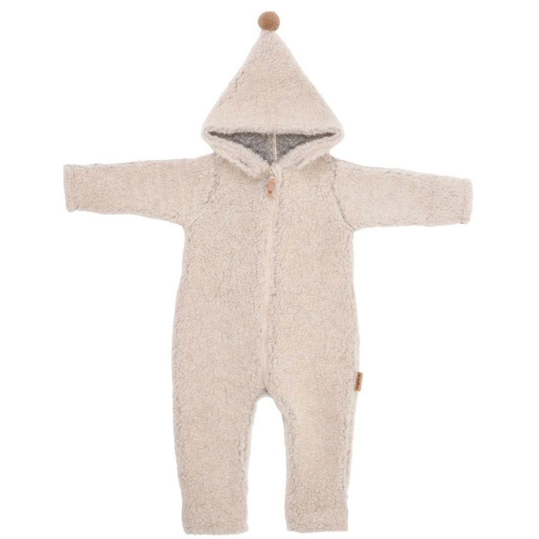 Baby Overall mit Kapuze aus Premium-Schafwolle beige