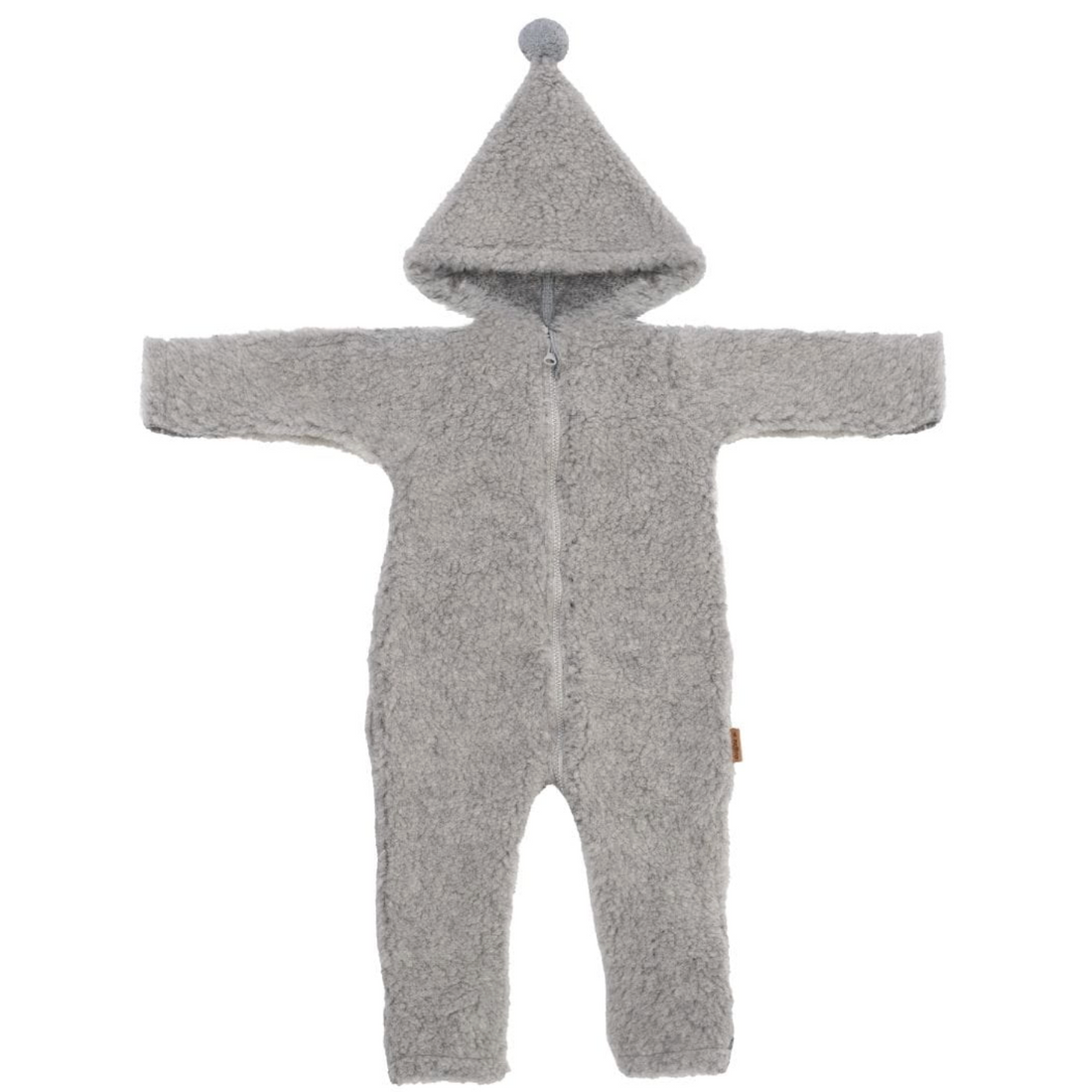 Baby Overall mit Kapuze aus Premium-Schafwolle grau