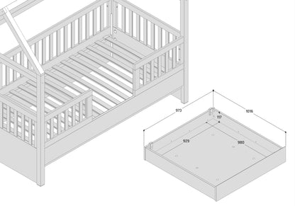 Umbaubares Hausbett PRESTIGE mit 2 Schubladen 100x200cm weiß