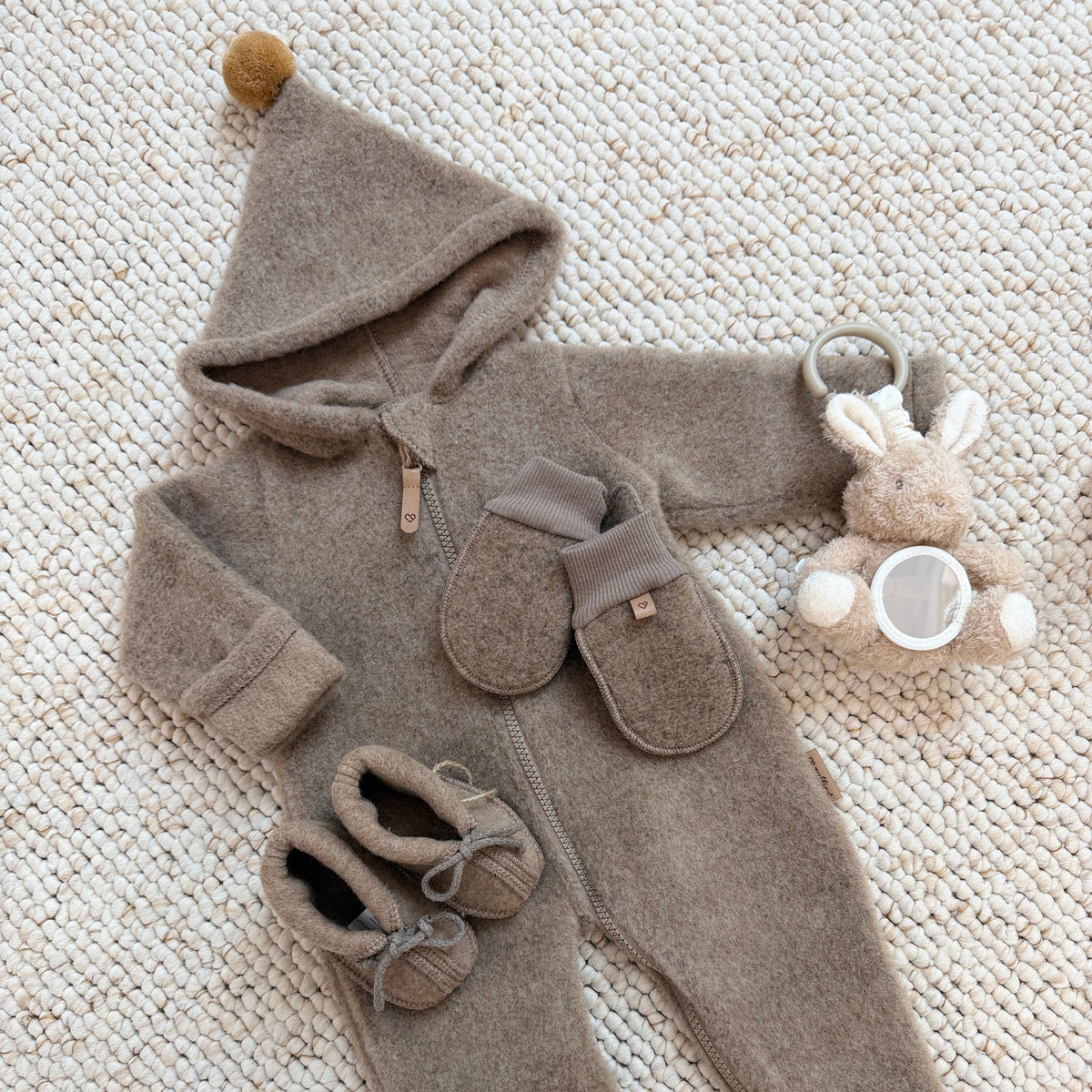 Baby Wollwalkoverall mit Kapuze &