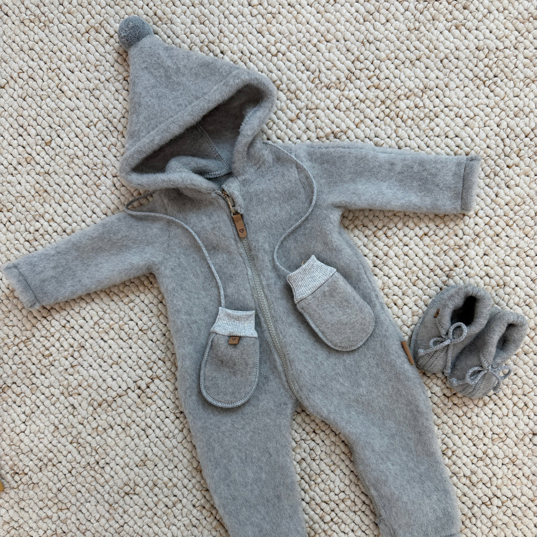 Baby Wollwalkoverall mit Kapuze &