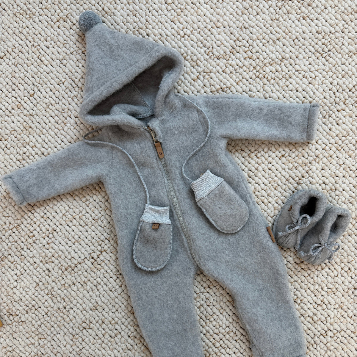 Baby Wollwalkoverall mit Kapuze &