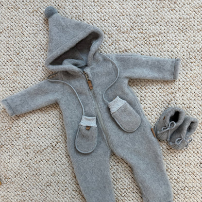 Baby Wollwalkoverall mit Kapuze &