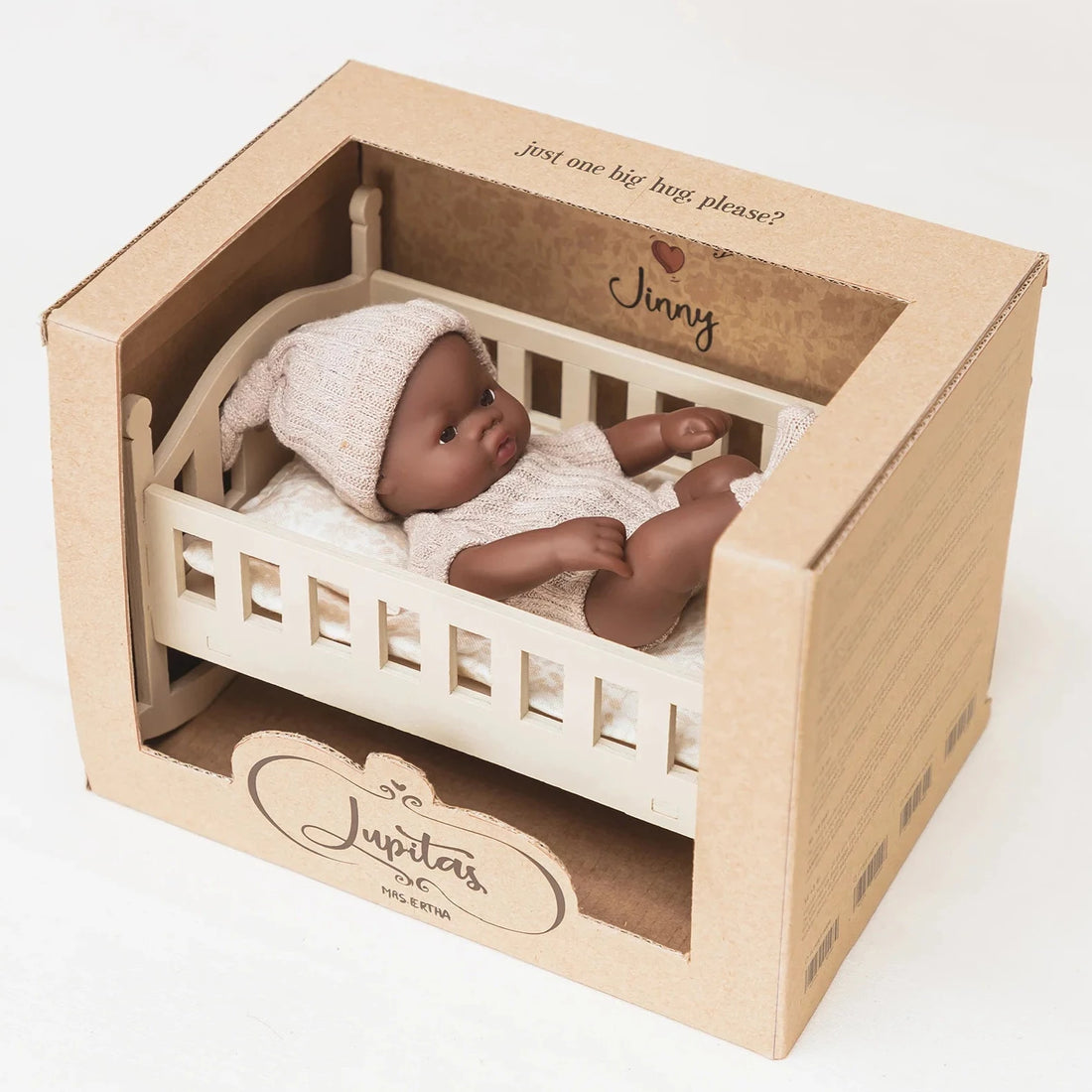 Baby Puppe Jinny mit Schaukelwiege aus Holz