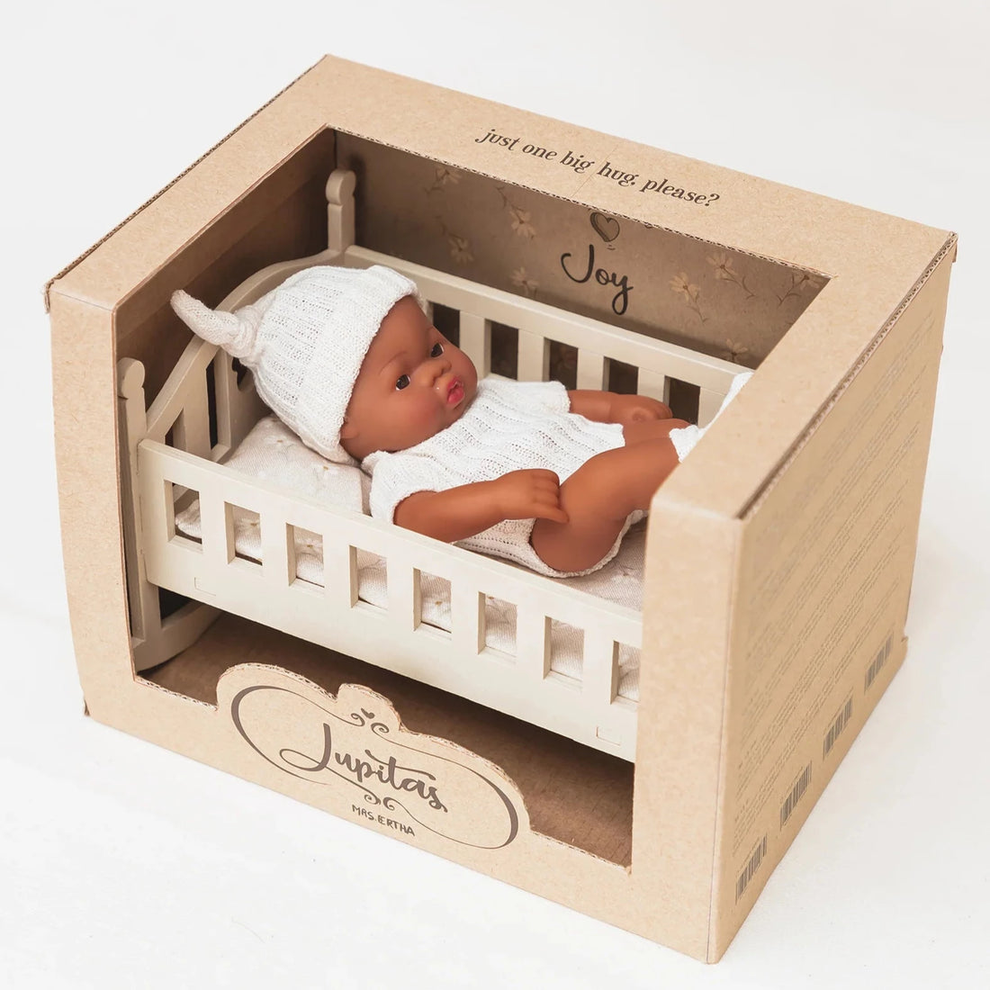 Baby Puppe Joy mit Schaukelwiege aus Holz