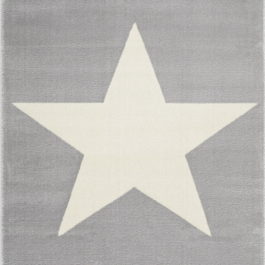 Kinderteppich silbergrau mit weißem Stern