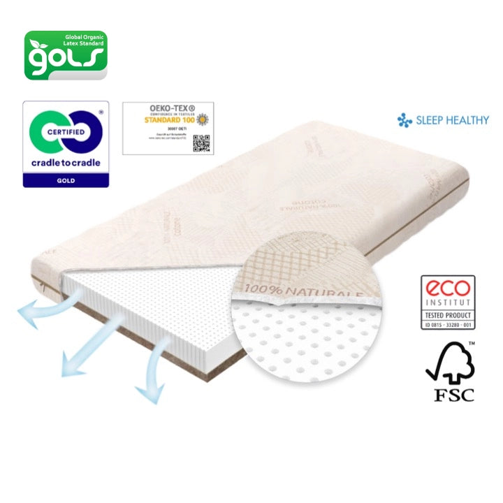 Premium Babybett Matratze 70x140 cm NATURAL + KOKOS Talalay®