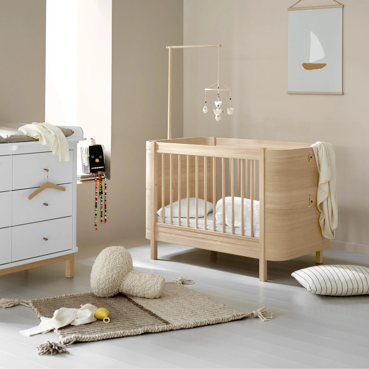 Oliver Furniture Wood Mini+ Babybett EICHE inkl. Umbauset für Juniorbett