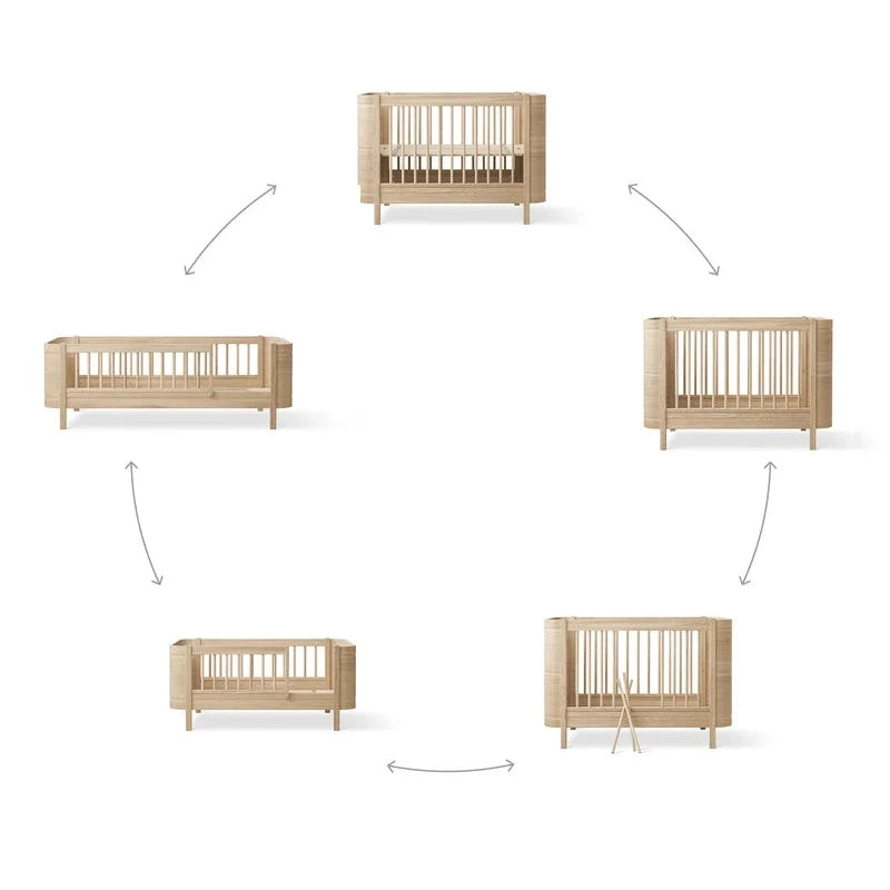Oliver Furniture Wood Mini+ Babybett EICHE inkl. Umbauset für Juniorbett