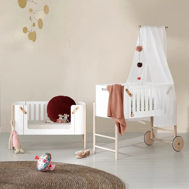 Oliver Furniture Beistellbett WOOD WEISS / EICHE inkl. Umbauset zur Kinderbank
