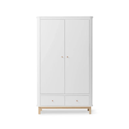 Oliver Furniture Kleiderschrank WOOD 2-türig WEISS / EICHE