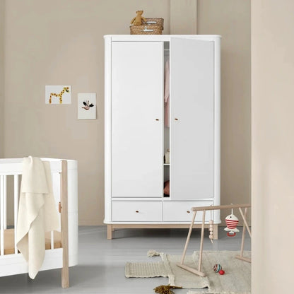 Oliver Furniture Kleiderschrank WOOD 2-türig WEISS / EICHE