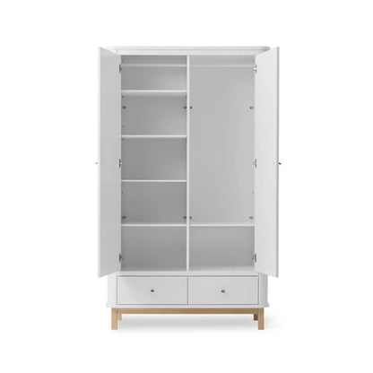 Oliver Furniture Kleiderschrank WOOD 2-türig WEISS / EICHE