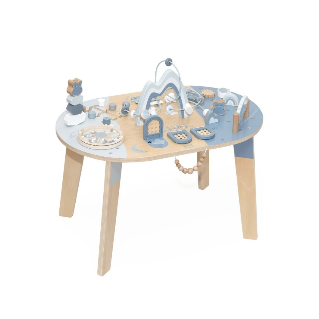 Aktivitätentisch aus Holz blau