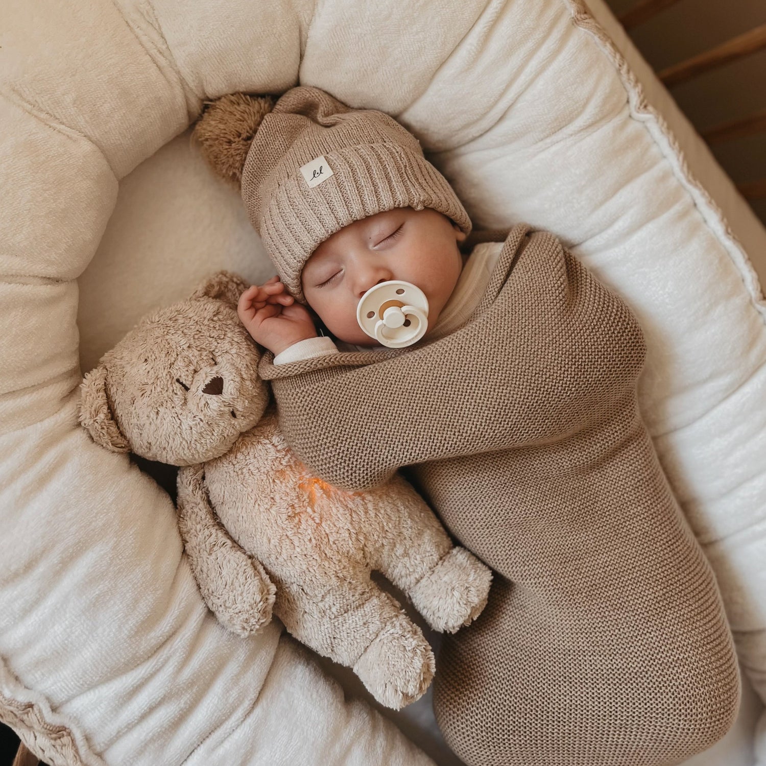 Moonie Teddy Bär mit Nachtlicht - sand natur