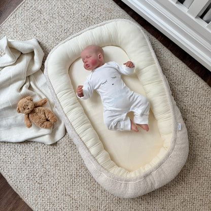 Babynest &quot;Love You&quot; Boucle vanille &amp; organische Baumwolle