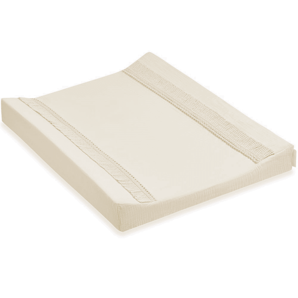 Cotton & Sweets Wickelauflage Boho Twist mit Fransen aus Bio-Musselin in Vanille