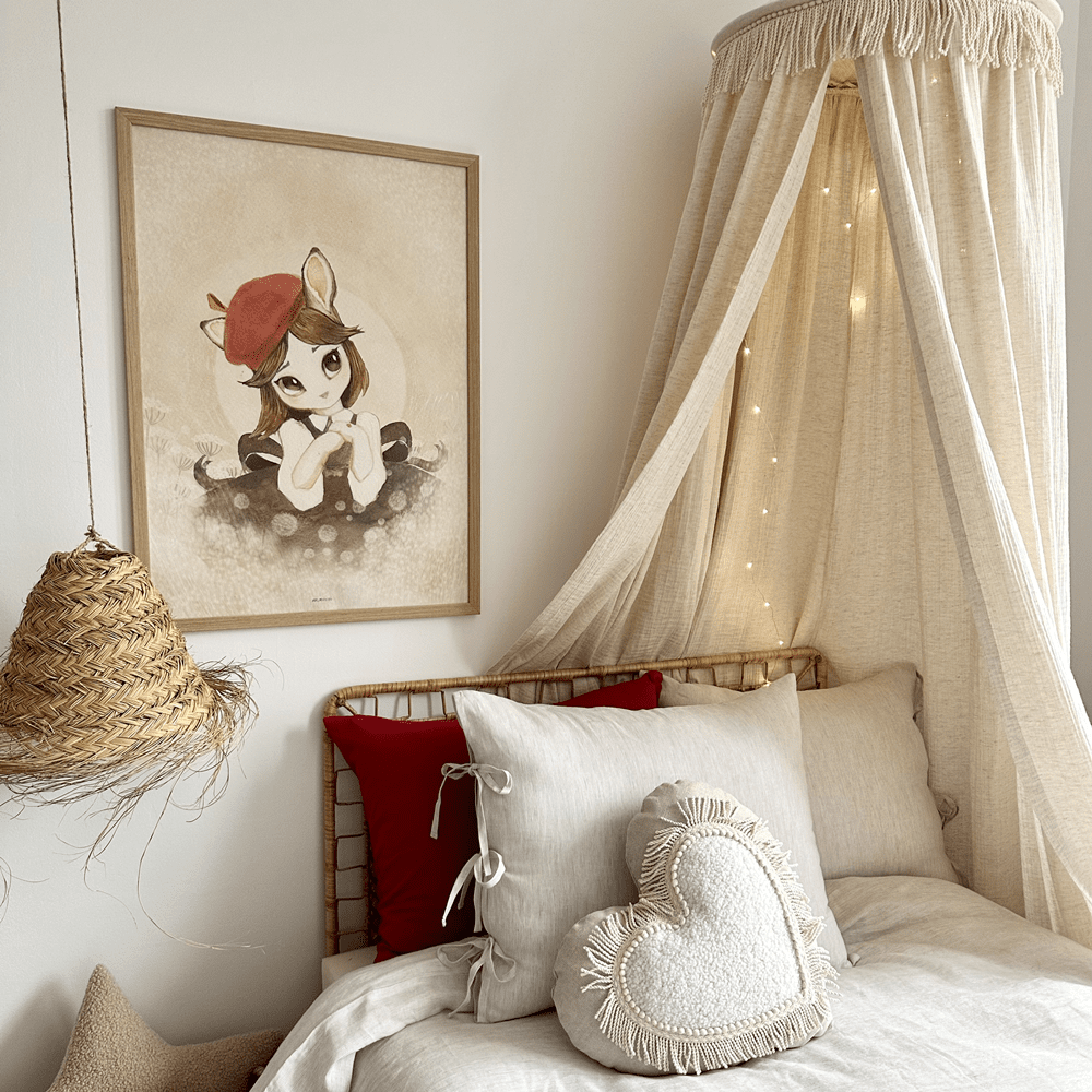 Cotton & Sweets Dekokissen Herz Boho Twist mit Fransen natural – harmony ambiente