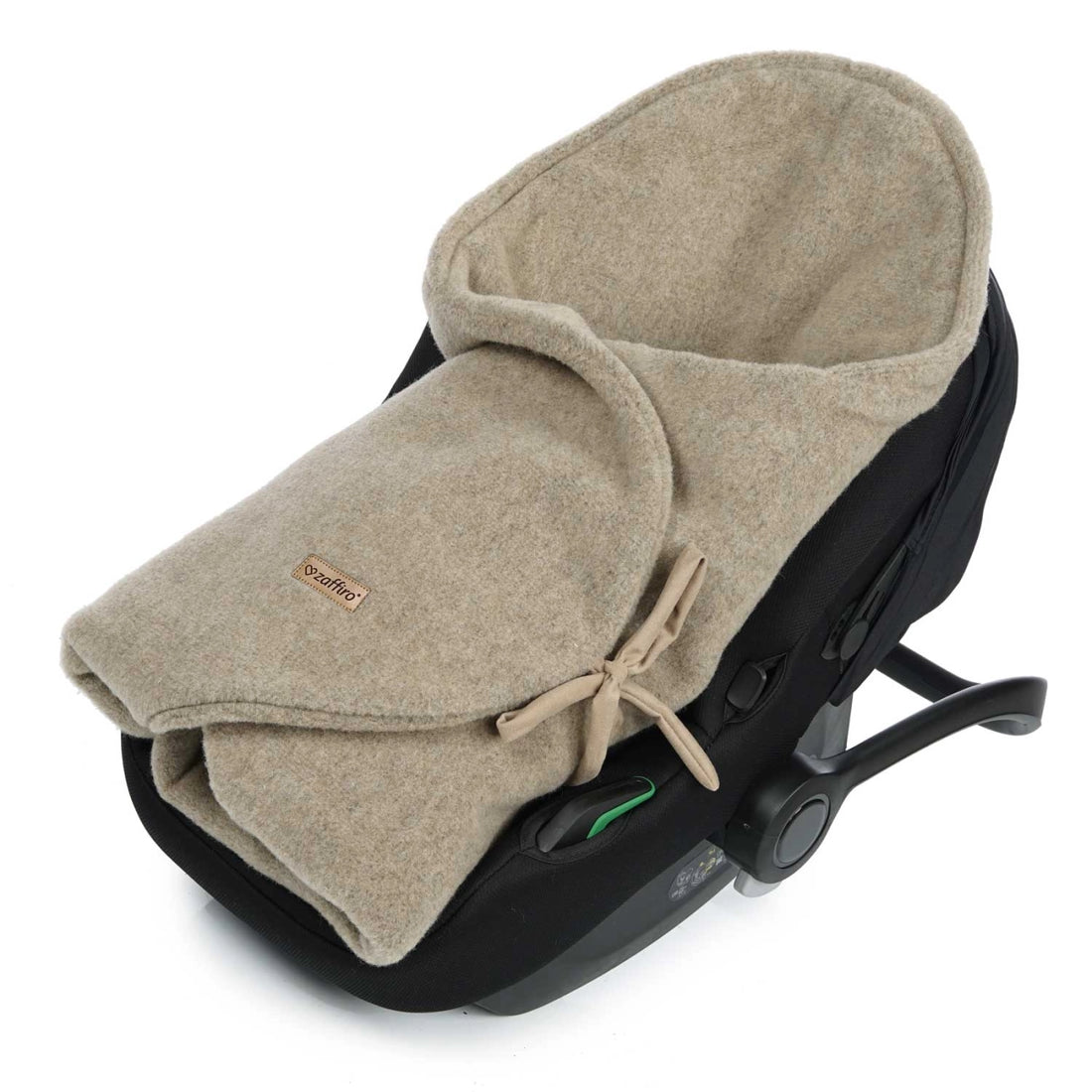 Zaffiro Fußsack Einschlagdecke Wolle braun in der Babyschale