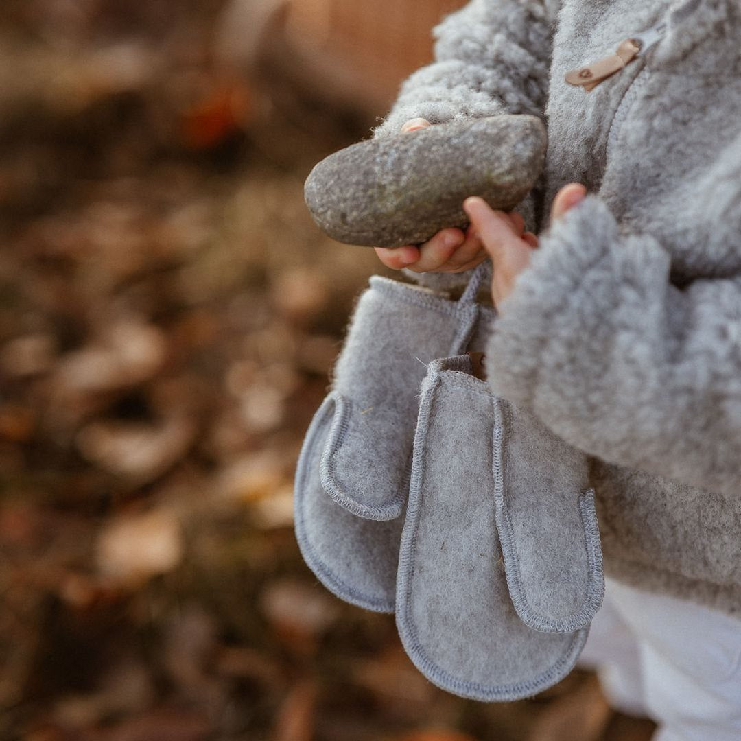 Kinder Handschuhe aus Schafwolle grau – harmony ambiente