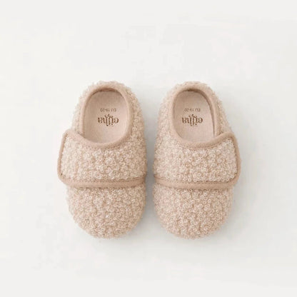 Kinder-Hausschuhe mit Klettverschluss - ivory
