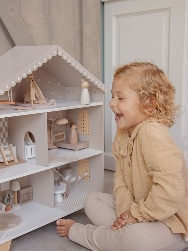 Puppenhaus aus Holz - beige