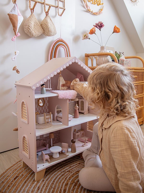 Puppenhaus aus Holz - rosa