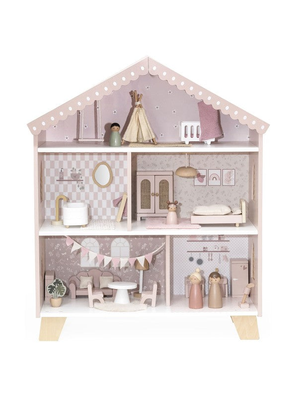 Puppenhaus aus Holz - rosa