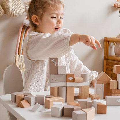 Holzbausteine Set 50 Stück beige ab 2 Jahren