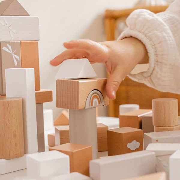 Holzbausteine Set 50 Stück beige ab 2 Jahren